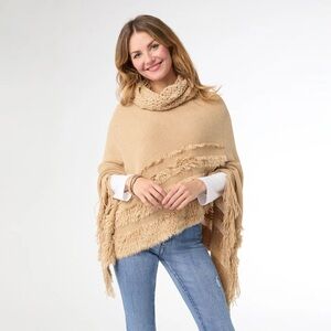 Coco + Carmen Tan Fringe Poncho